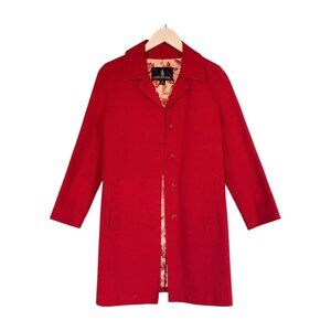 London Fog Red Cotton Trench Coat with Toile Lining (XS Petite)